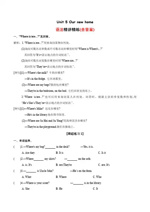Unit5语法(复习讲义)四年级英语上册单元速记巧练(译林版三起)