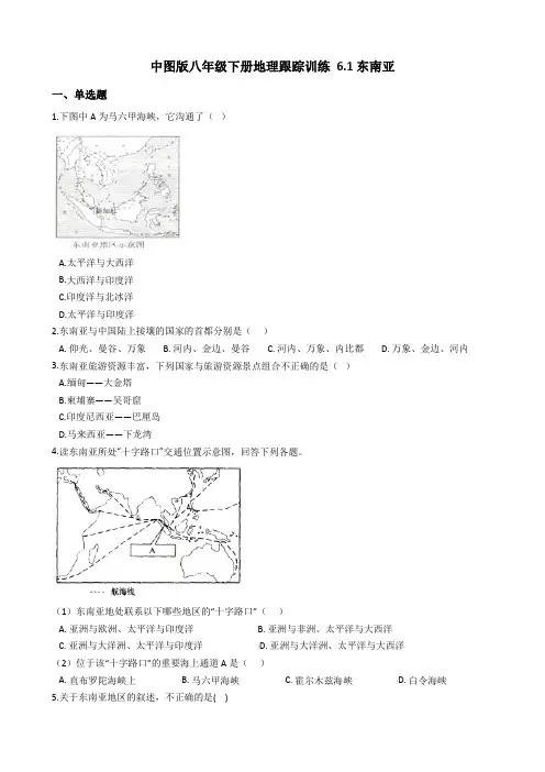 中图版八年级下册地理跟踪练习 6.1东南亚