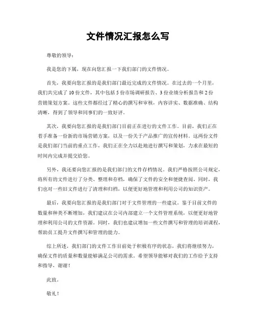 文件情况汇报怎么写