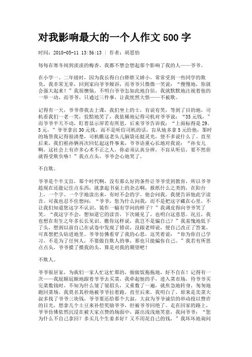 对我影响最大的一个人作文500字