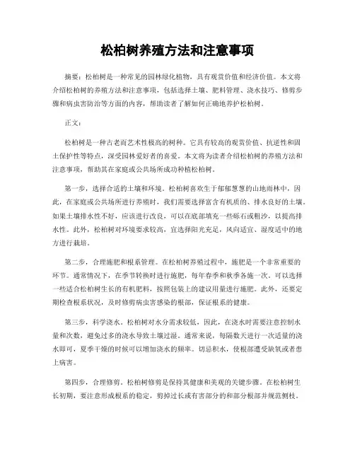 松柏树养殖方法和注意事项