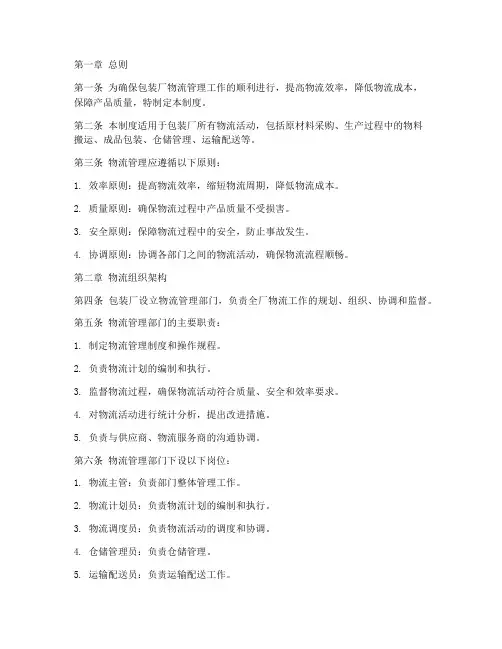 包装厂物流管理制度