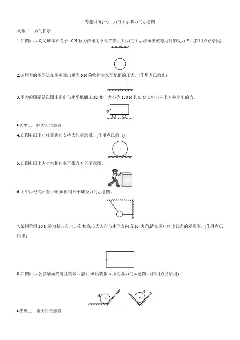 2021届中考一轮复习专题训练：(一) 力的图示和力的示意图