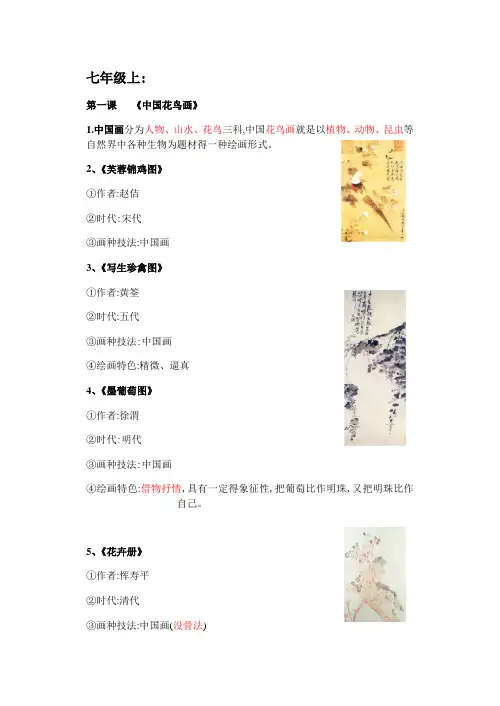 2020年 中考美术带图知识点