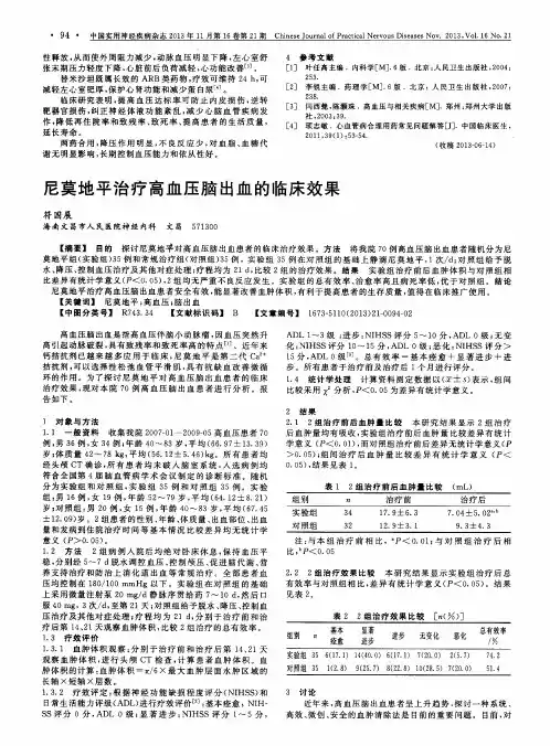 尼莫地平治疗高血压脑出血的临床效果