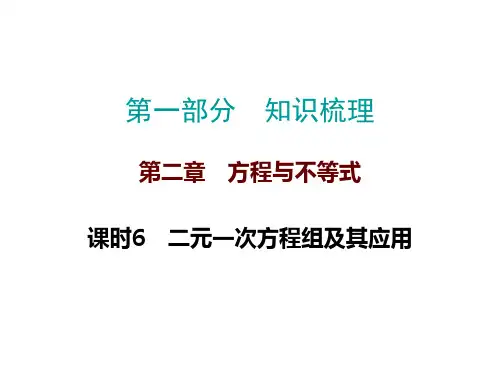 2019届中考数学高分复习知识梳理课件：课时6  二元一次方程组及其应用 (共19张PPT)