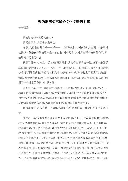 爱的港湾初三议论文作文范例5篇