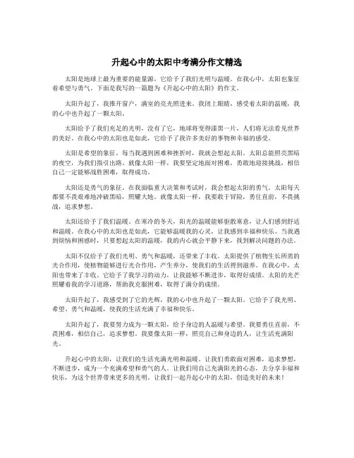 升起心中的太阳中考满分作文精选