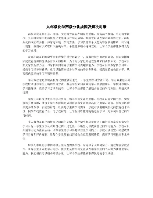 九年级化学两极分化成因及解决对策