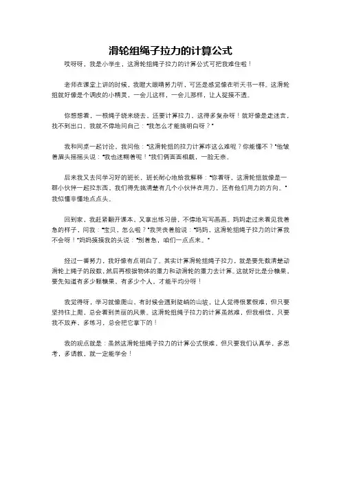 滑轮组绳子拉力的计算公式
