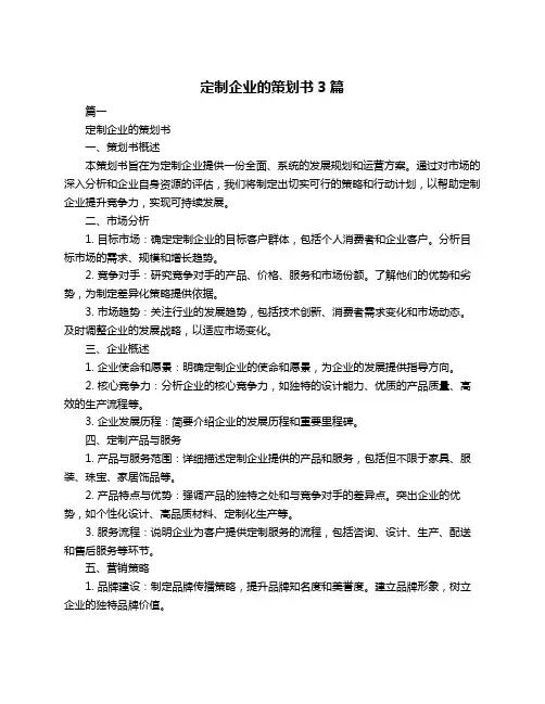定制企业的策划书3篇