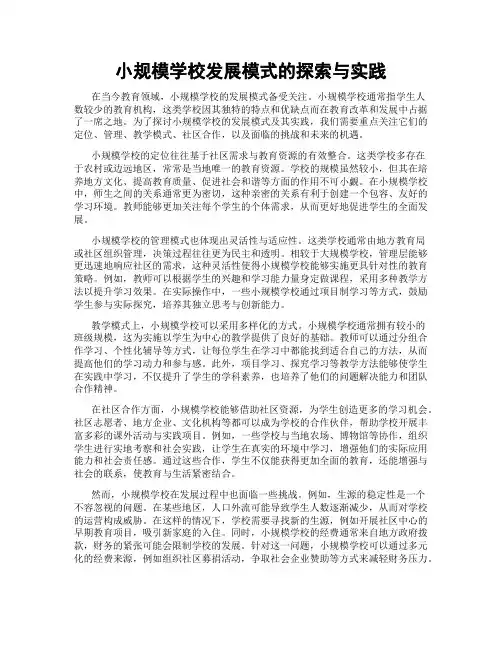 小规模学校发展模式的探索与实践