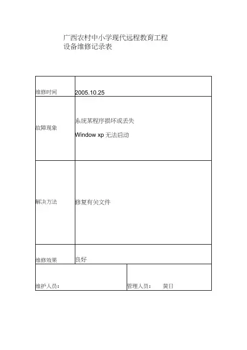 设备维护记录表