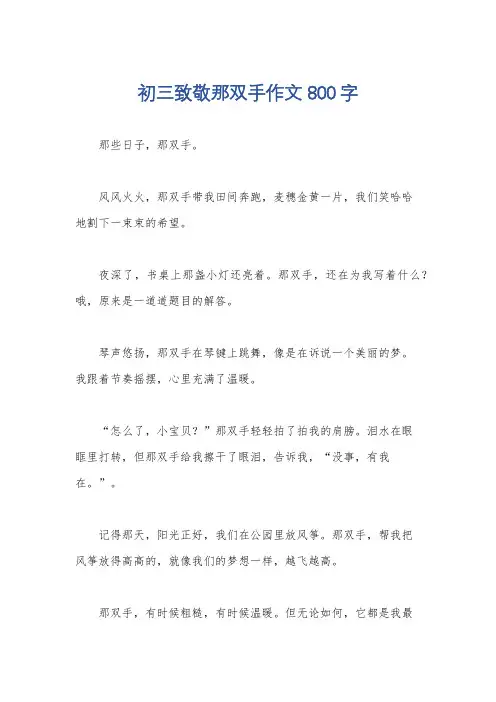 初三致敬那双手作文800字