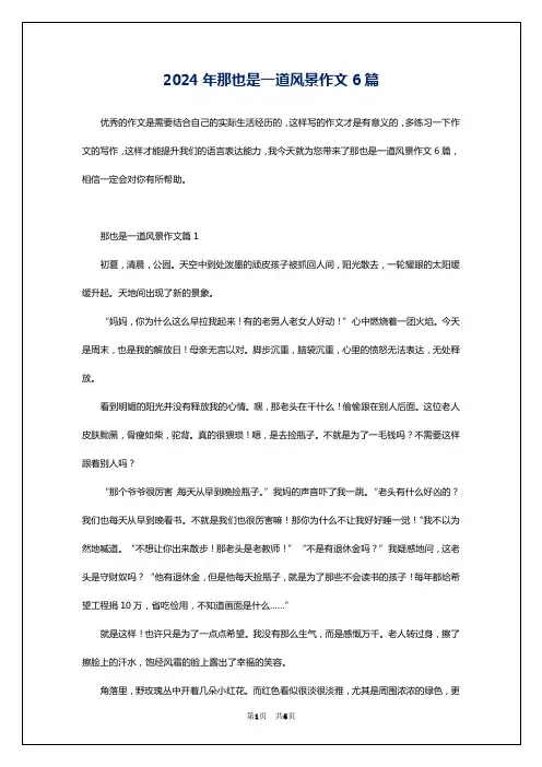 2024年那也是一道风景作文6篇