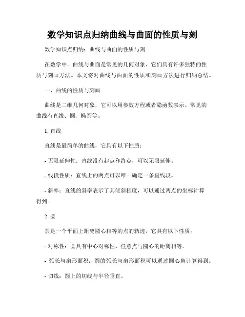 数学知识点归纳曲线与曲面的性质与刻