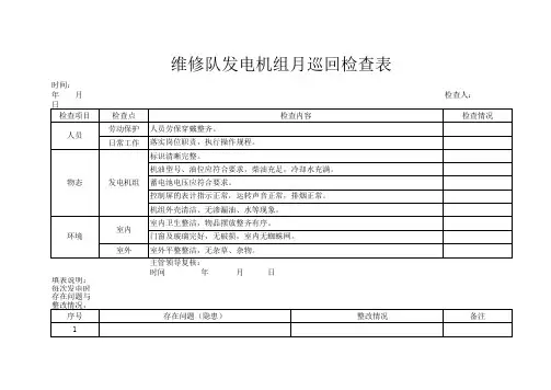发电机检查表