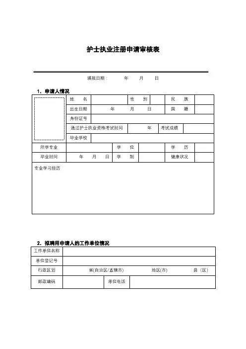 护士执业注册申请审核表【模板】