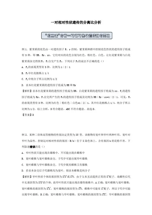 2021高考生物一轮复习训练12一对相对性状遗传的分离比分析含解析.docx