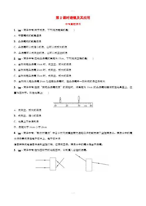 2019中考物理一轮复习04在光的世界里第2课时透镜及其应用真题演练