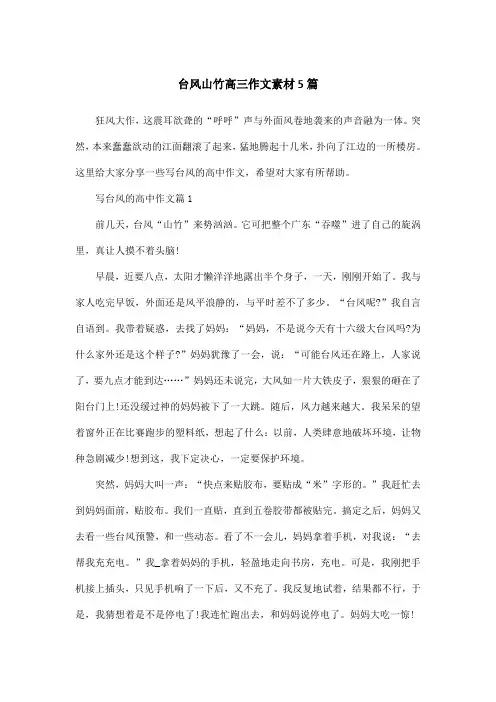 台风山竹高三作文素材5篇