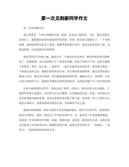 第一次见到新同学作文