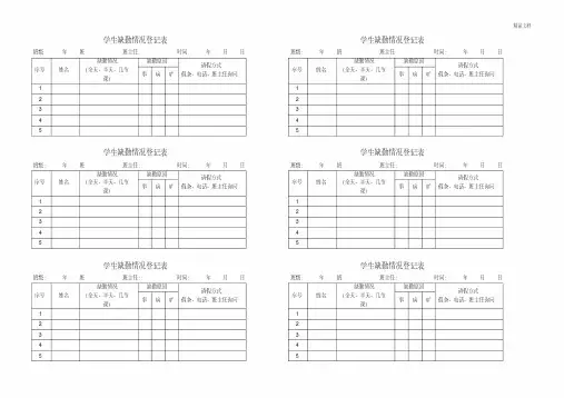 学生缺勤情况登记表