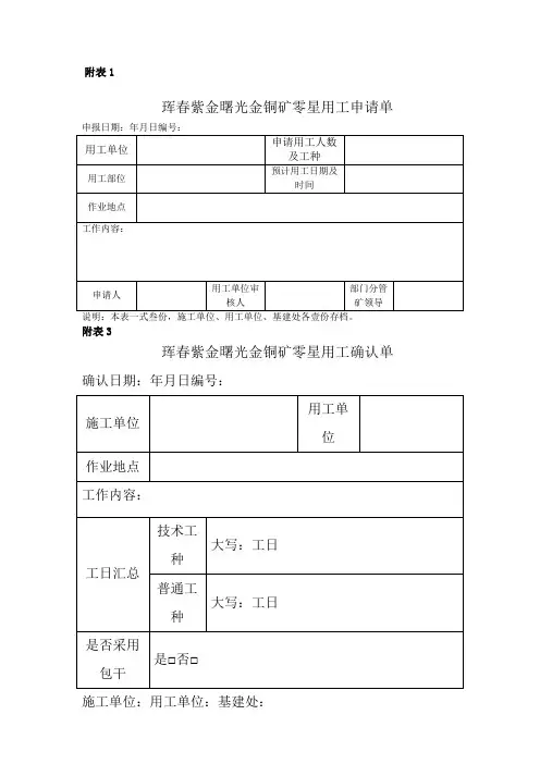 零星用工申请单