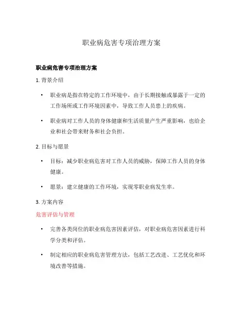 职业病危害专项治理方案