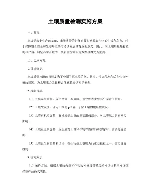 土壤质量检测实施方案