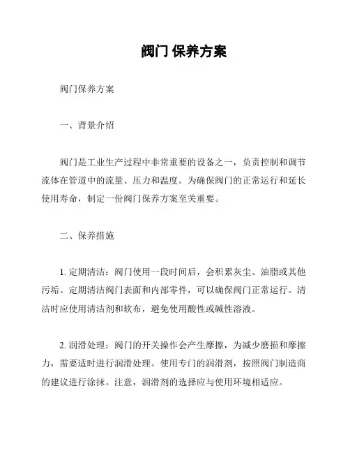 阀门 保养方案