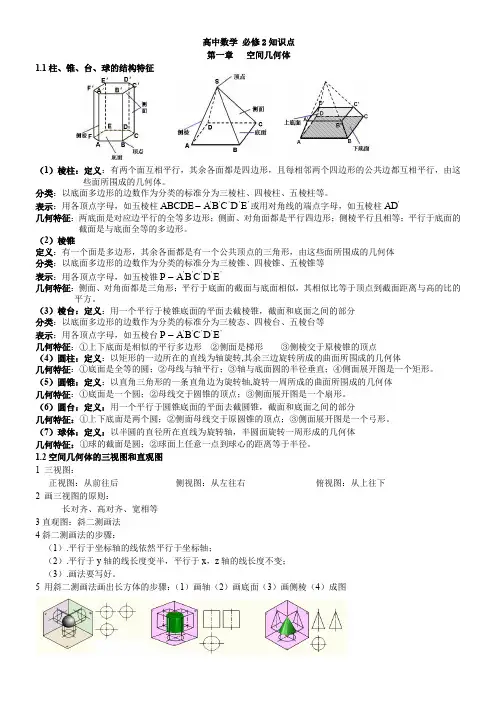必修二立体几何知识点