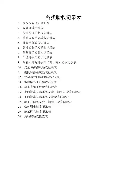 工程各类验收记录表