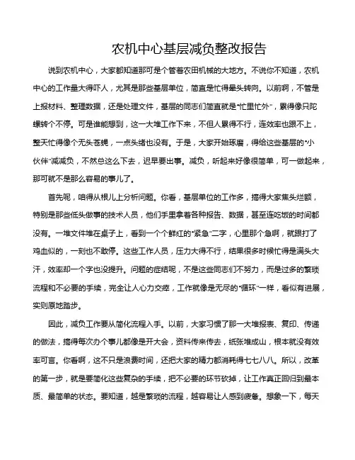 农机中心基层减负整改报告