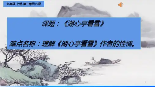 人教部编版九年级语文上册教学 12《湖心亭看雪》课件(14张PPT)