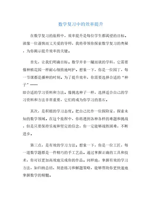 数学复习中的效率提升
