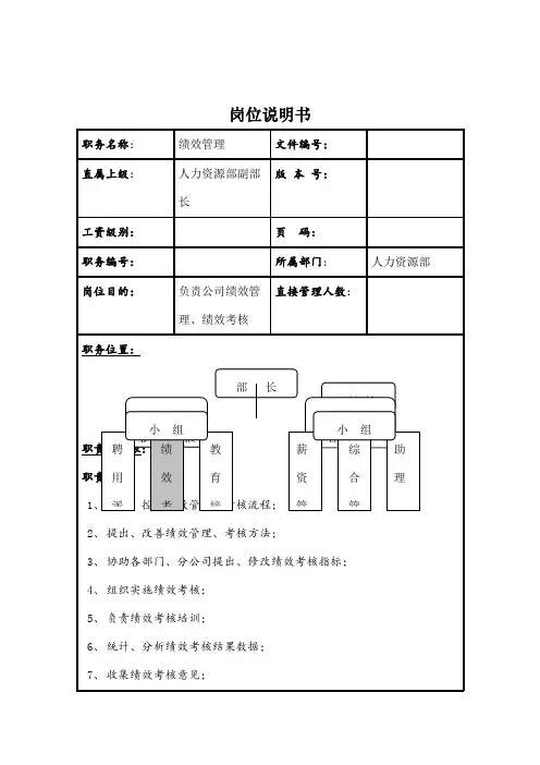 理想科学公司绩效管理岗位说明书