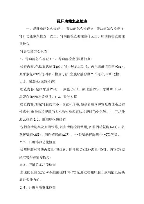 肾肝功能怎么检查