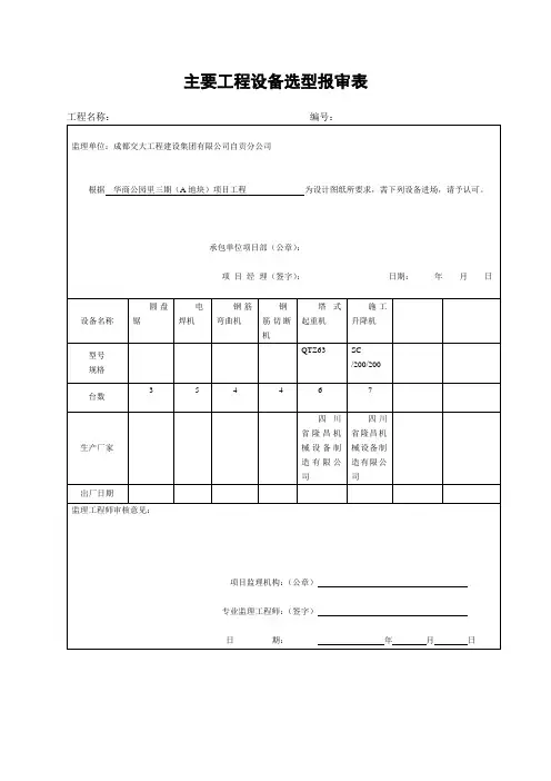工程机械设备进场报审表 (1)