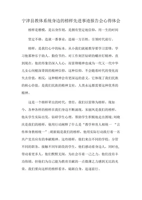 宁津县教体系统身边的榜样先进事迹报告会心得体会
