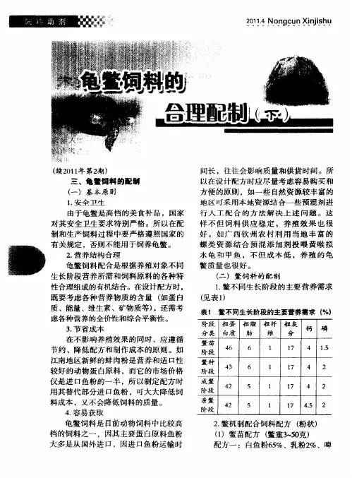 龟鳖饲料的合理配制(下)