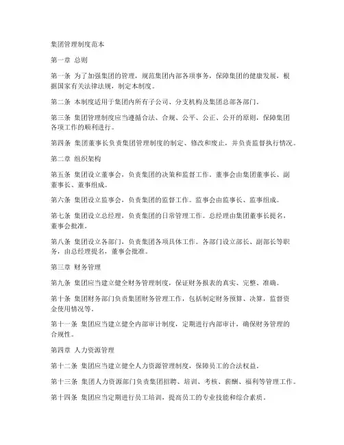 集团管理制度范本