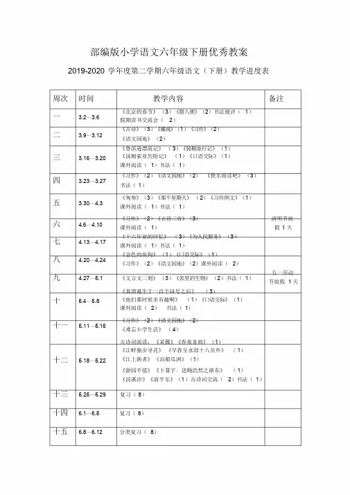 2020年部编版小学语文六年级下册优秀教案全册