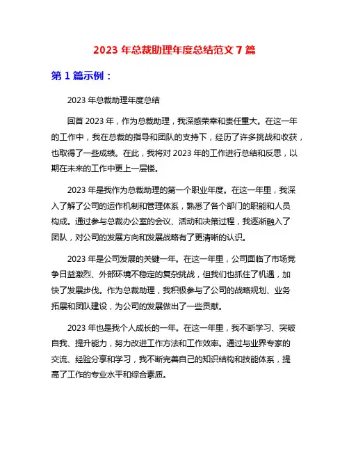 2023年总裁助理年度总结范文7篇