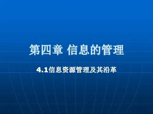 信息技术第四章《信息的管理》ppt课件概述