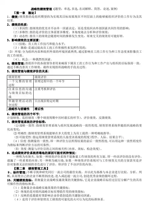 绩效管理知识点