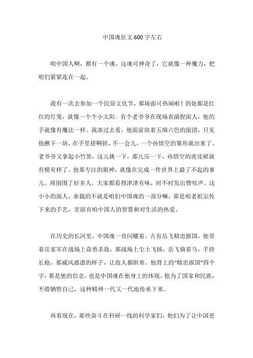 中国魂征文600字左右