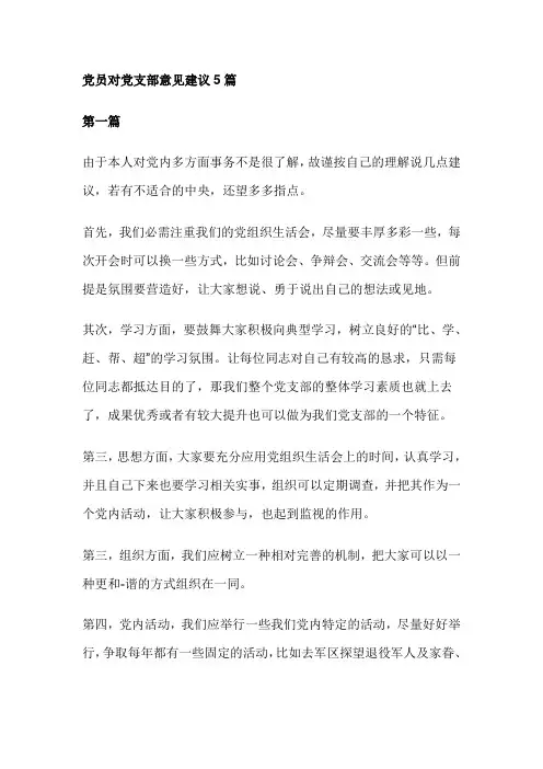 党员对党支部意见建议5篇