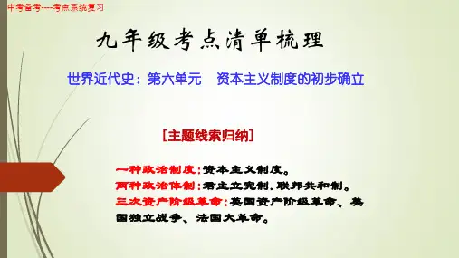 中考历史-2020年人教部编版九上册：世界近代史--第六单元-资本主义制度的初步确立-考点清单梳理