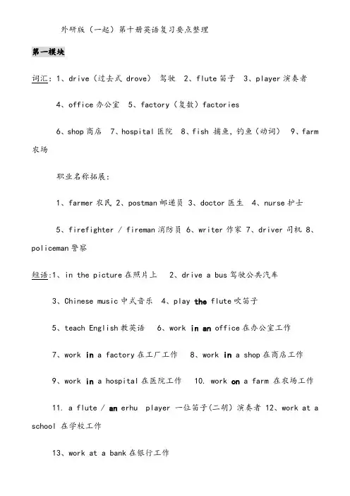 (一年级起点)新版外研社小学英语五年级下册M5-M10知识点汇总
